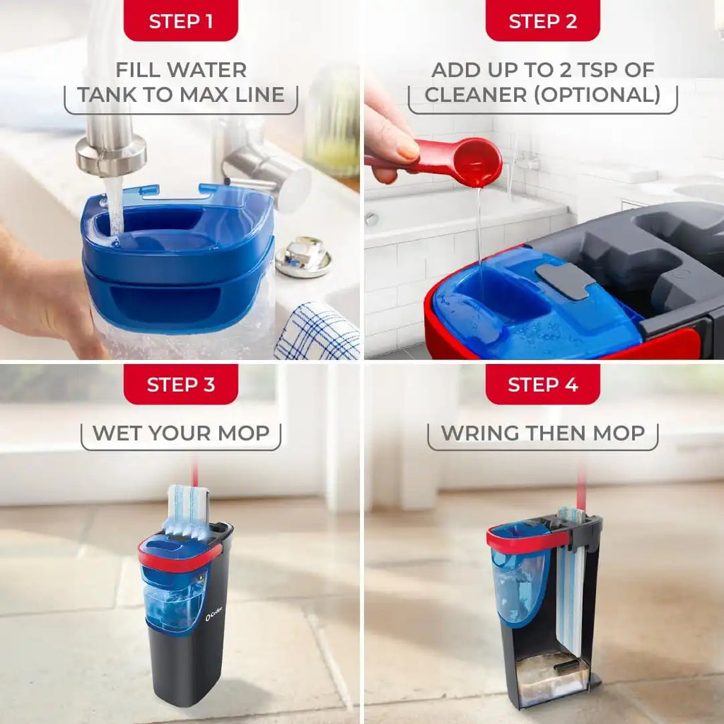 O-Cedar H2prO Flat Mop System | Quick Everyday Cleaning | Dual-Tank Fresh Water System | Machine Washable Reusable Microfiber Mop Pad | Safe on Hardwood, Tile & Vinyl Floors