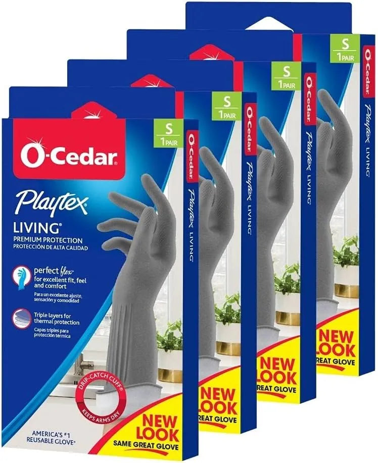 PLAYTEX Living Reuseable Rubber Cleaning Gloves, Color May Vary (Small, Pack - 4) Main image