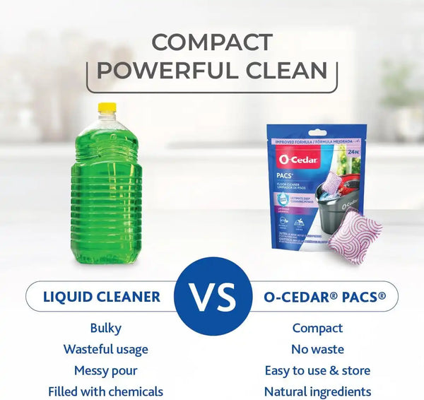 O-Cedar PACS Hard Floor Cleaner, Lavender Scent, Made with Naturally-Derived Ingredients | Safe to Use on All Hard Floors | Perfect for Mop Buckets, 24 Count (Pack of 6)