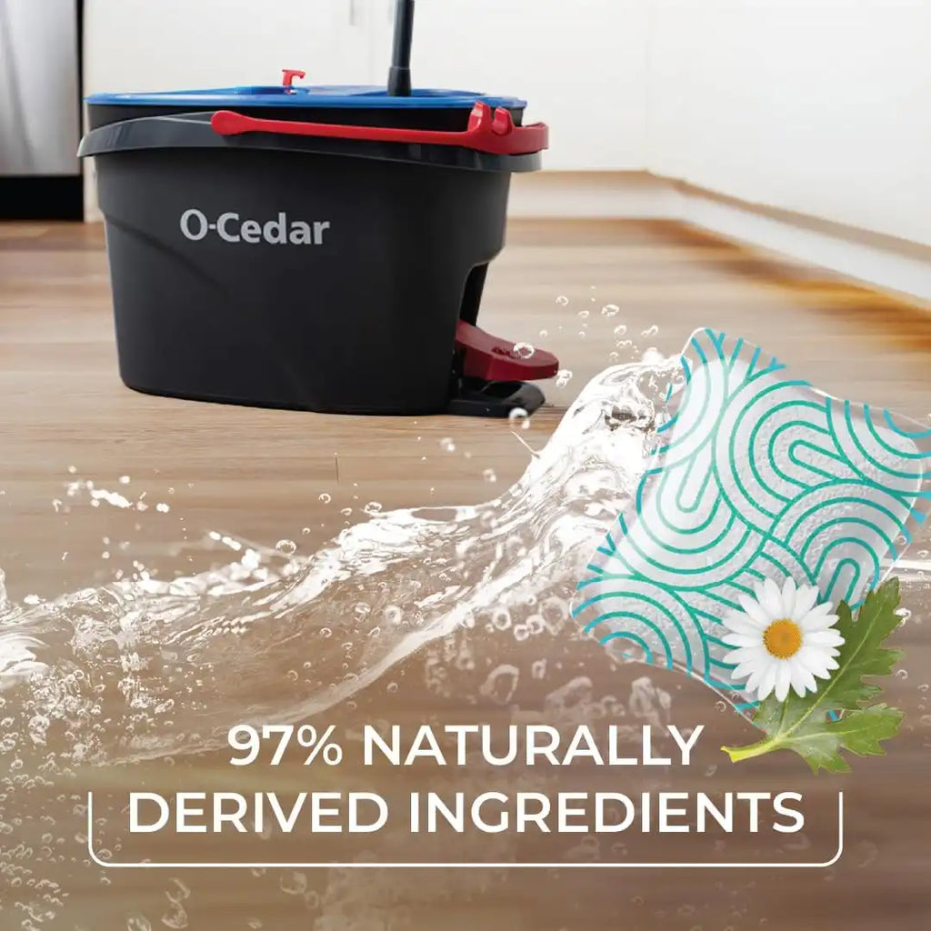 O-Cedar PACS Floor Cleaner, Spring Fresh Scent | Enzyme-Powered Pods for Streak-Free Cleaning on Wood, Tile & Laminate Floors, 24 Count (Pack of 6)
