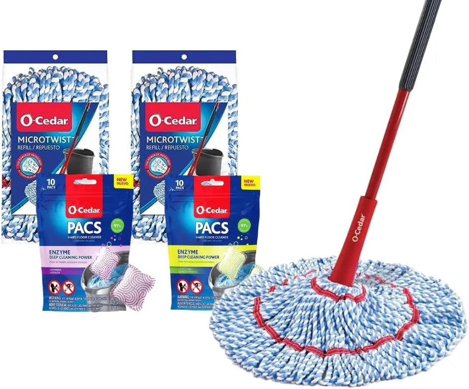 O-Cedar MicroTwist MAX Microfiber Mop with 2 MicroTwist MAX Refills and Lavender and Citrus Floor Cleaning PACS (Variety Pack) Main image