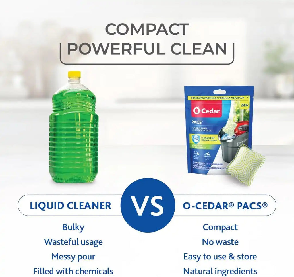O-Cedar PACS Hard Floor Cleaner, Crisp Citrus Scent | Made with Naturally-Derived Ingredients | Safe to Use on All Hard Floors | Perfect for Mop Buckets, 24 Count (Pack of 6)