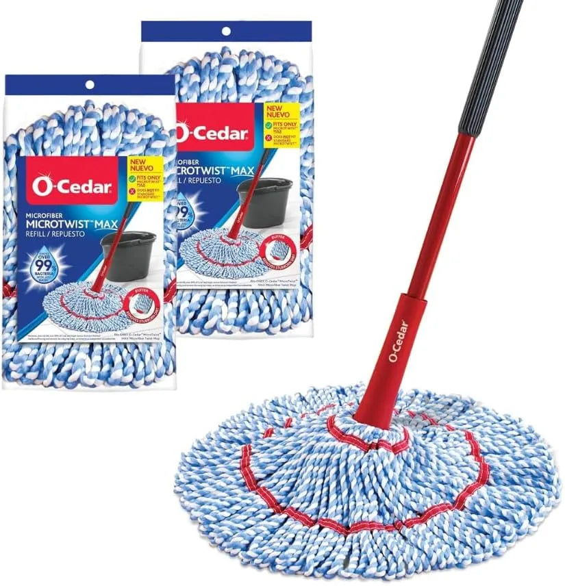 O-Cedar MicroTwist MAX Microfiber Twist Mop with 2 Extra Refills | Features Hands-Free Wringing | Extra Large 18-Inch Mop Head | Safe on All Floor Types,Red Main image