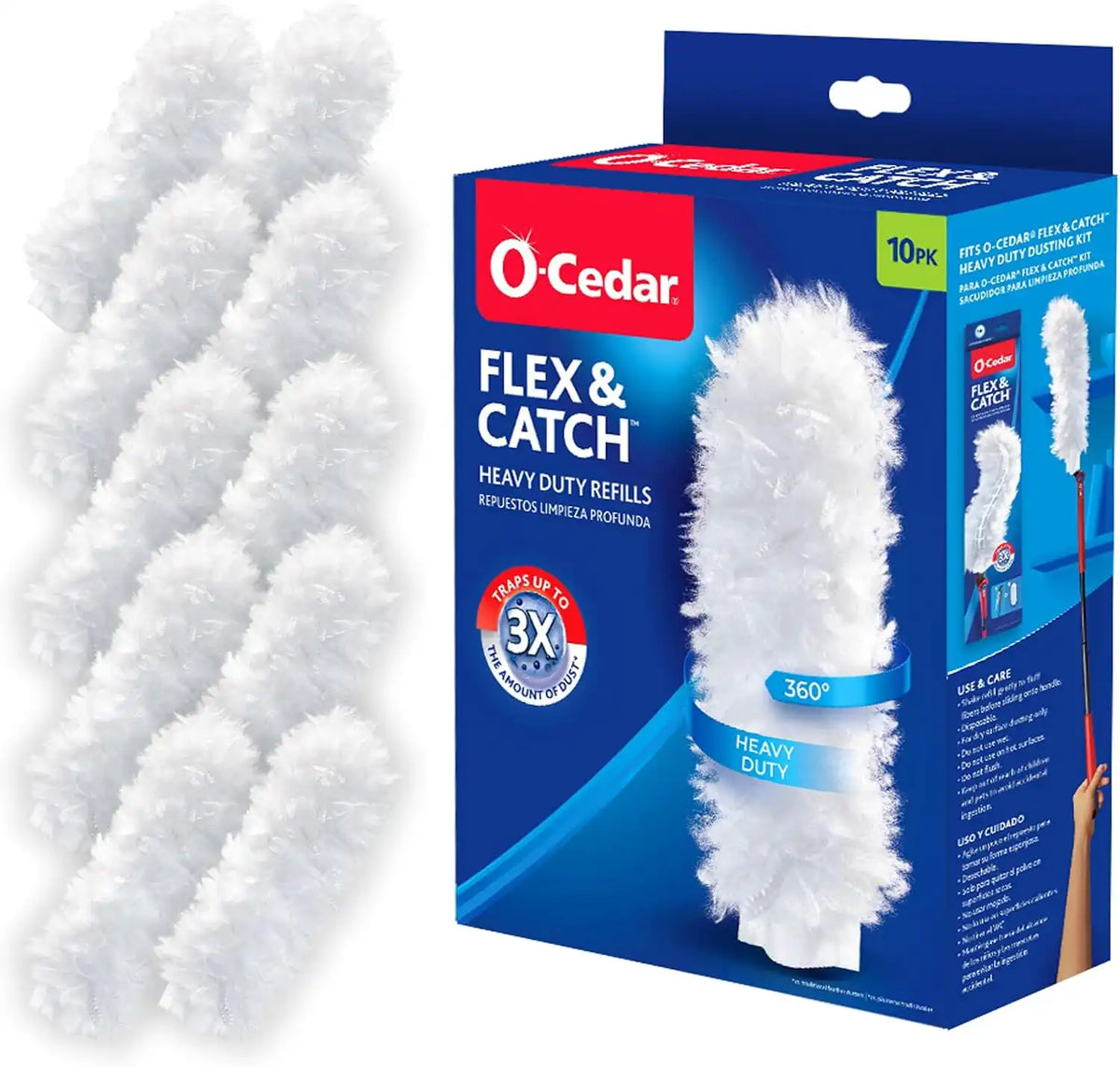 O-Cedar Flex & Catch Heavy Duty Dusting Refills (10 Count) | Disposable Duster Refill | Traps 3X More Dust Than Traditional Feather Duster Main image