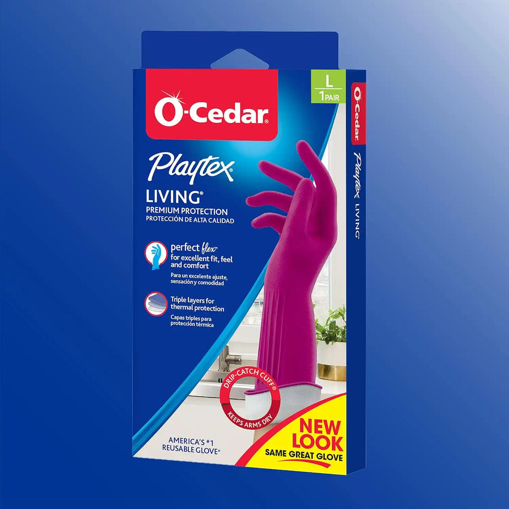 Playtex Living Reuseable Rubber Cleaning Gloves (Large, 2 Pairs), Premium Protection Reusable Household Gloves
