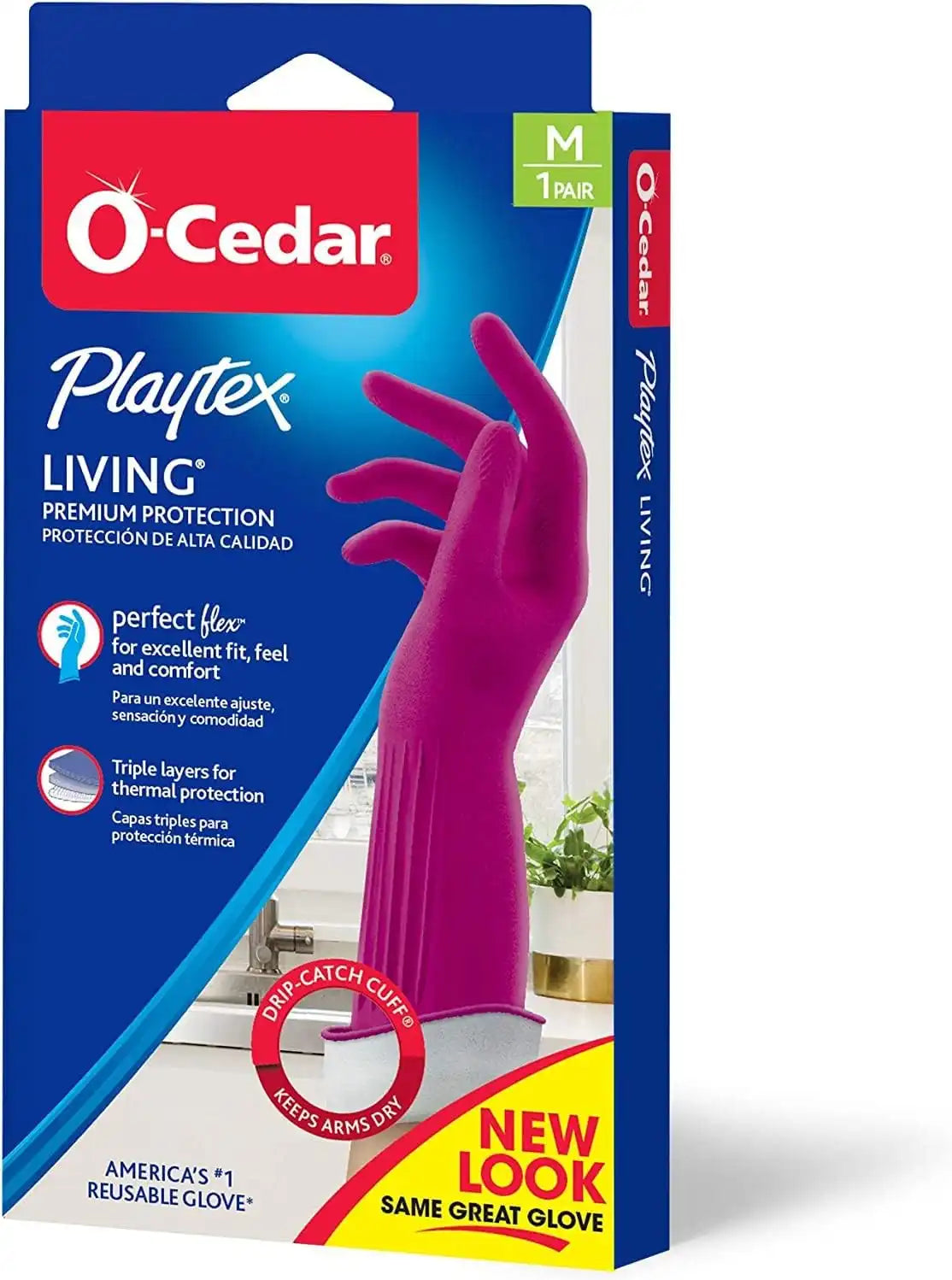 Playtex Living Reuseable Rubber Cleaning Gloves (Medium, 3 Pairs), Premium Protection Reusable Household Gloves Secondary image