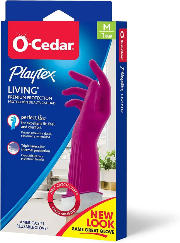 Playtex Living Reuseable Rubber Cleaning Gloves (Medium, 3 Pairs), Premium Protection Reusable Household Gloves