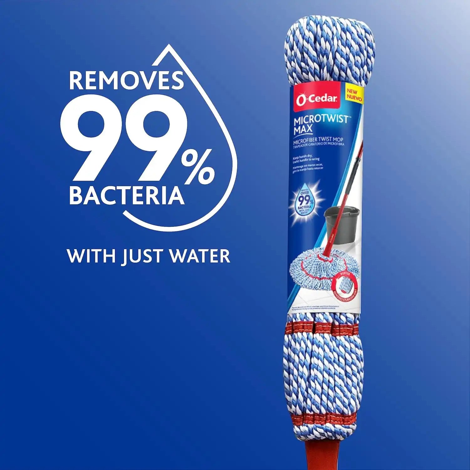 O-Cedar MicroTwist MAX Microfiber Twist Mop with 1 Extra Refill | Features Hands-Free Wringing | Extra Large 18-Inch Mop Head | Safe on All Floor Types Secondary image