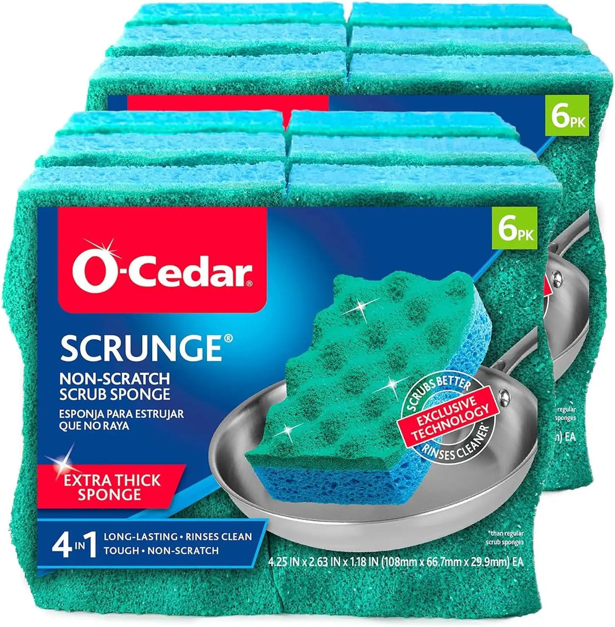 O-Cedar Multi-Use Scrunge Scrub Sponge 6 Count (Pack of 2) Main image