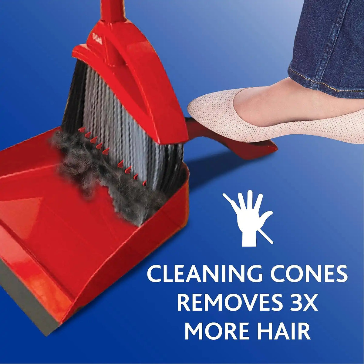 O-Cedar Scrunge Multi-Use (Pack of 6) Non-Scratch, Odor-Resistant All-Purpose Scrubbing Sponge & Pet Pro Broom & Step-On Dustpan PowerCorner, Red