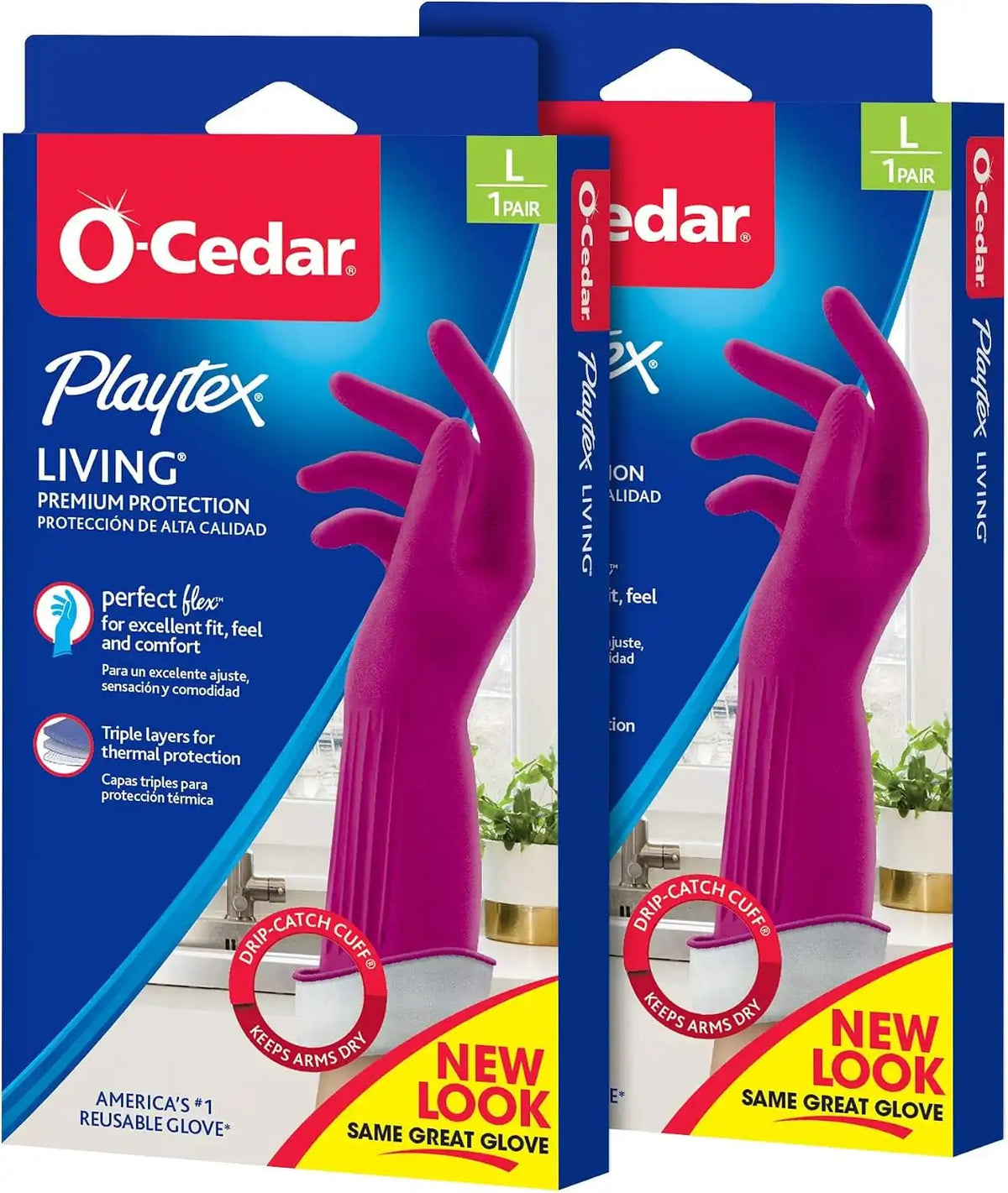 Playtex Living Reuseable Rubber Cleaning Gloves, Premium Protection (Large, Pairs - 2) Color may vary Main image