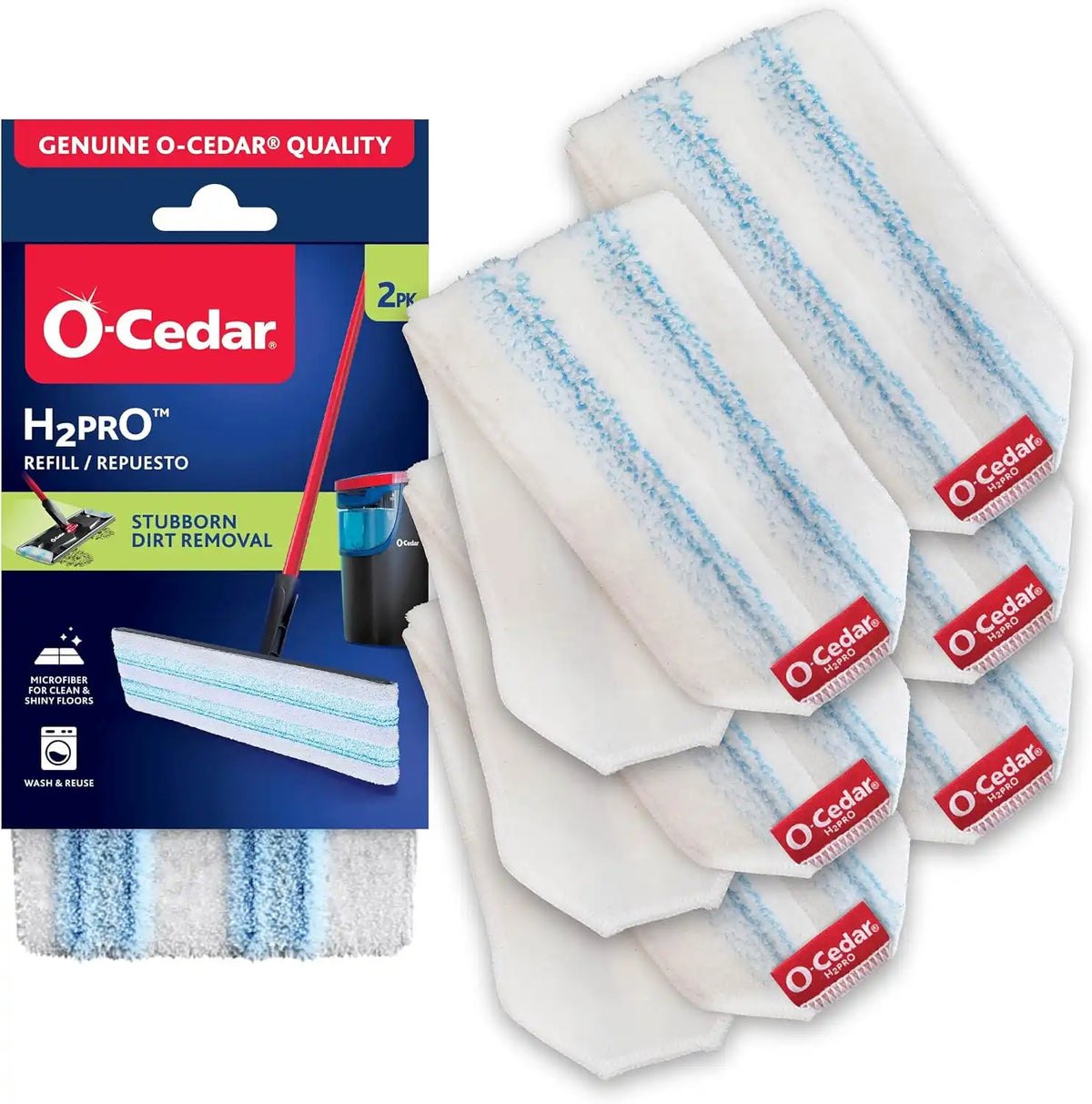 O-Cedar Genuine H2prO Mop Pad Replacement (6-Pack) | Microfiber Refill | Machine Washable | Compatible with O-Cedar H2prO Spin Mop System Main image