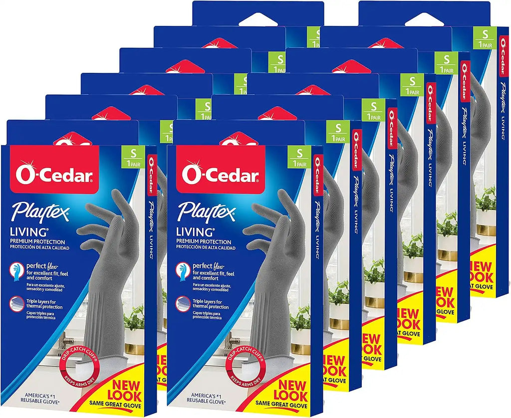 Playtex Living Reuseable Rubber Cleaning Gloves, Premium Protection (Small, Pack - 12)
