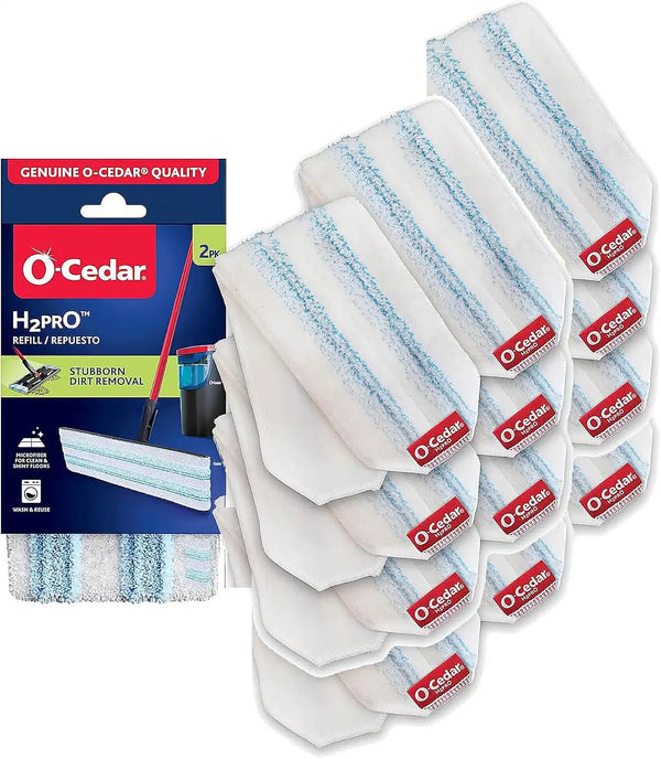 O-Cedar Genuine H2prO Mop Pad Replacement (12-Pack) | Microfiber Refill | Machine Washable | Compatible with O-Cedar H2prO Spin Mop System