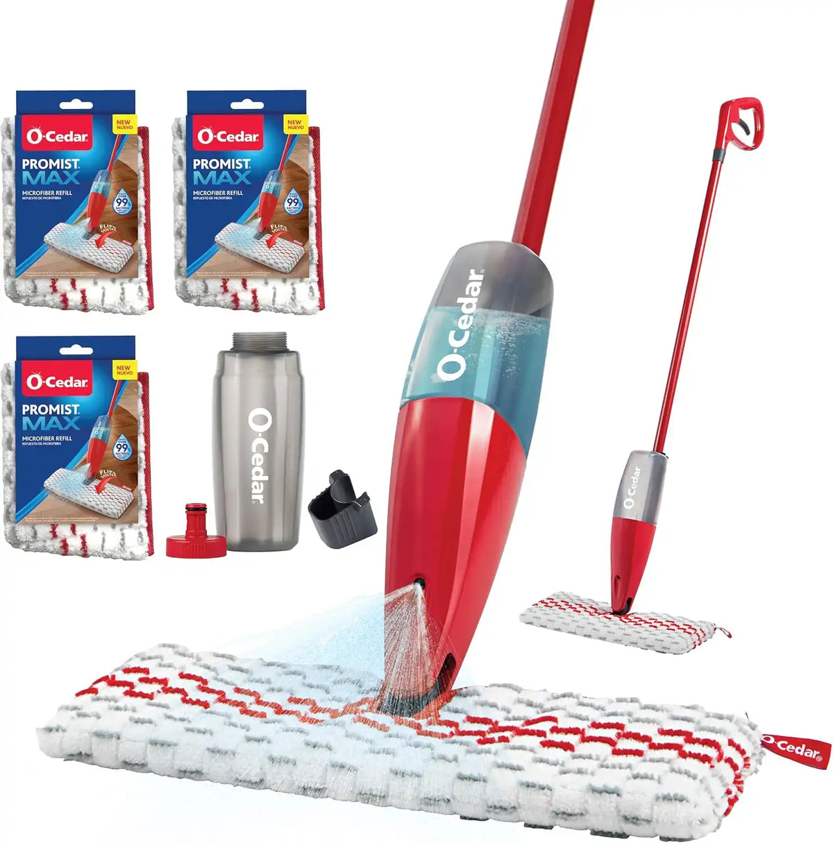 O-Cedar ProMist MAX Spray Mop, PMM with 3 Extra Refills, Red Main image