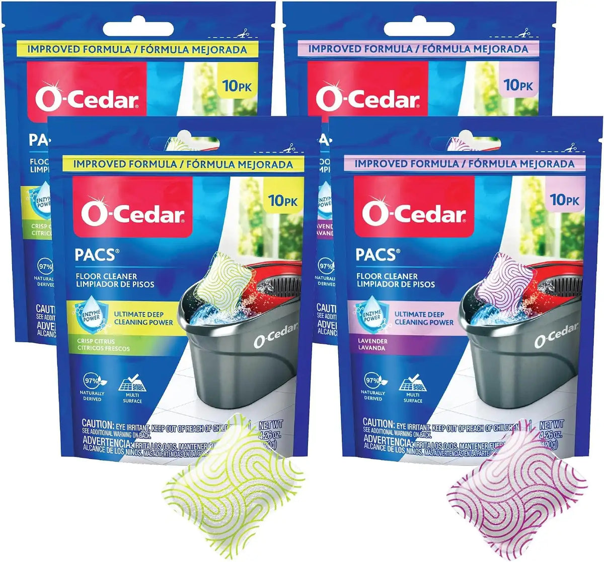O-Cedar Floor Cleaning 40ct Pacs with Citrus Scent 10ct (2-Packs) and Lavender Scent 10ct (2-Packs) Main image