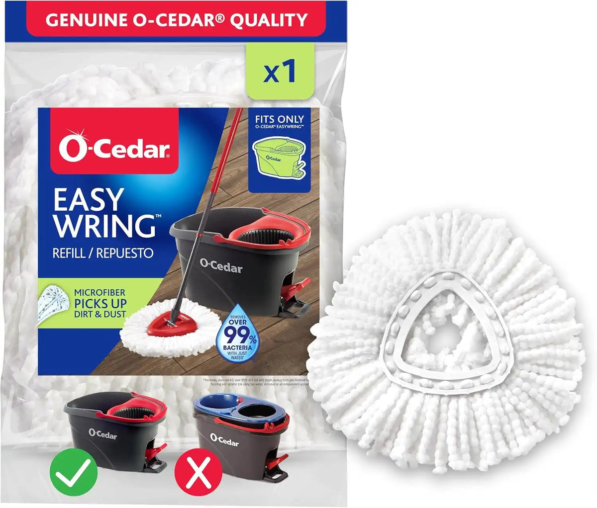 O-Cedar EasyWring Spin Mop Microfiber Refill, White Packaging May Vary Main image