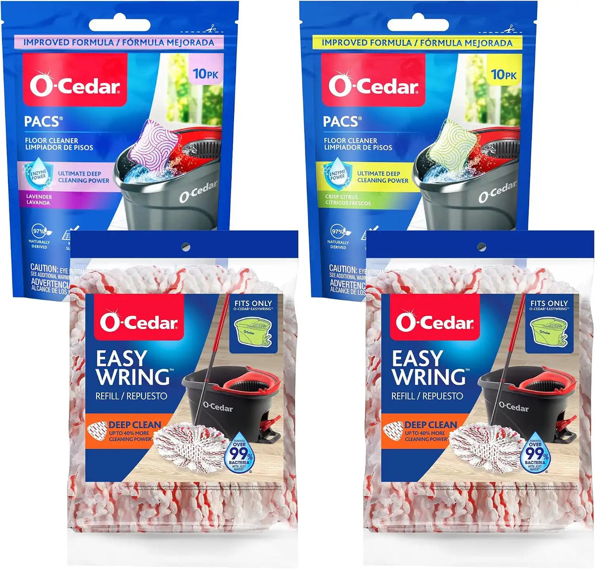 O-Cedar 2 Deep Clean Refills + 1 Citrus and 1 Lavender Pacs (Variety Pack) Main image