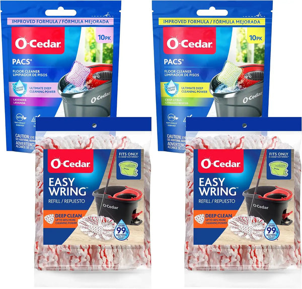 O-Cedar 2 Deep Clean Refills + 1 Citrus and 1 Lavender Pacs (Variety Pack)
