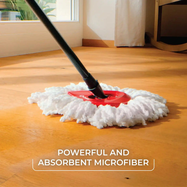 O-Cedar EasyWring Microfiber Spin Mop & Bucket Floor Cleaning System + 3 Extra Refill | Includes 3 Extra Washable Mop Heads