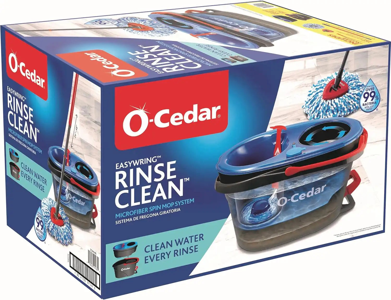 O-Cedar RinseClean Spin Mop & Bucket System + 1 Extra Mop Head | Clean with Clean Water | Removes 99% of Bacteria Secondary image