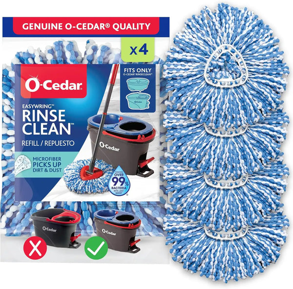 O-Cedar EasyWring RinseClean Refill 4-Pack, Blue, 4 Count