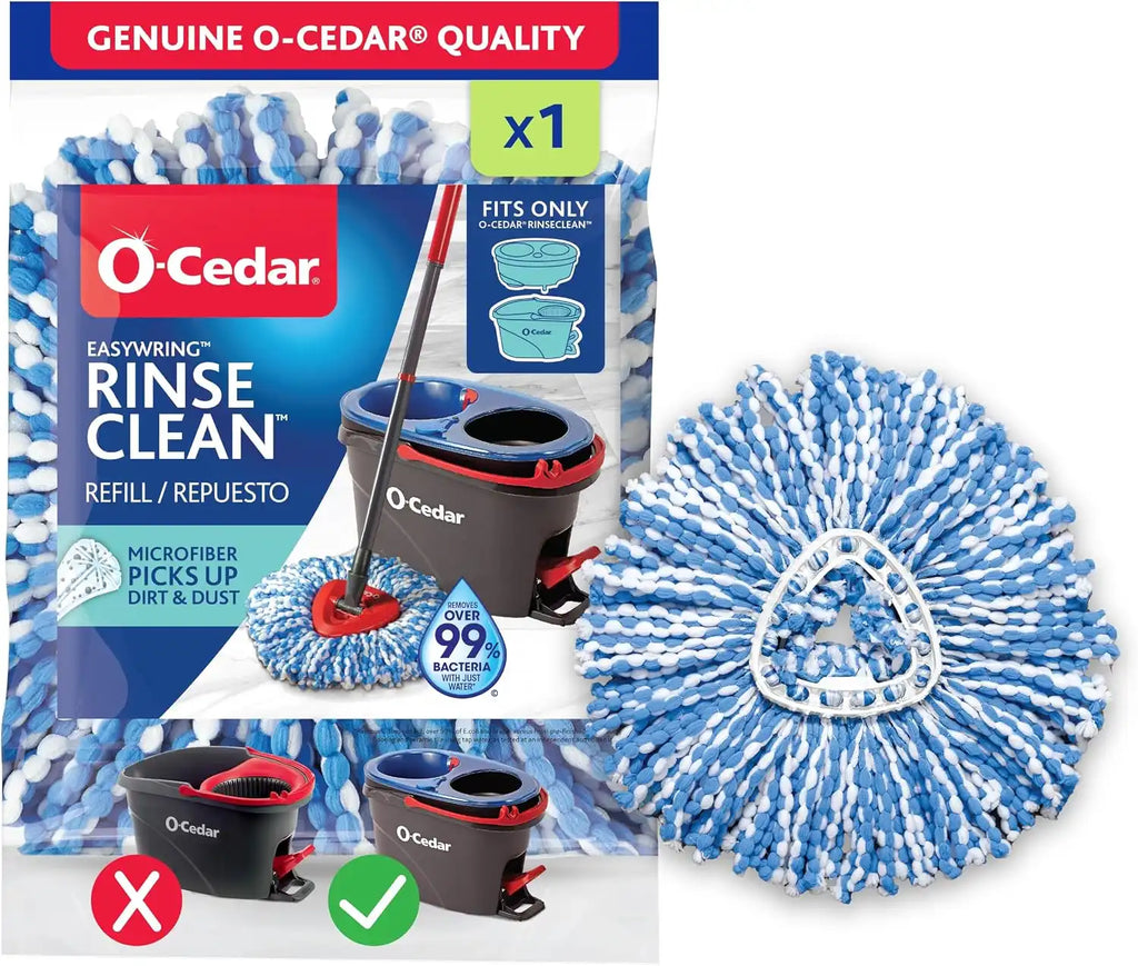 O-Cedar EasyWring RinseClean Spin Mop Microfiber Refill, 1-Pack, Blue