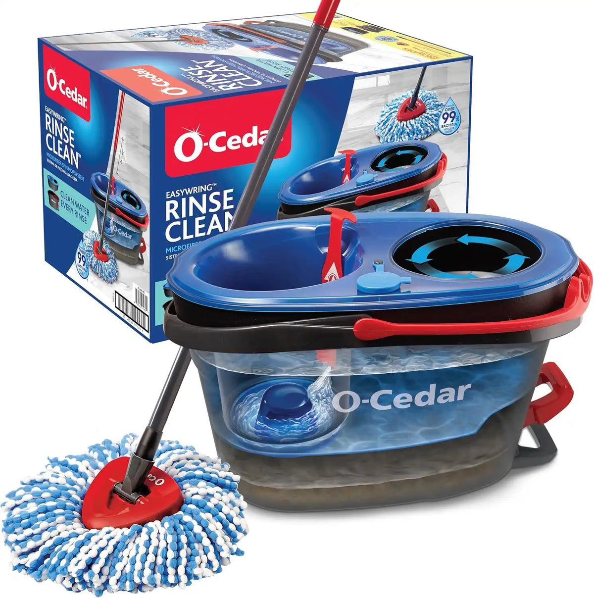 O-Cedar RinseClean Spin Mop & Bucket System | Clean with Clean Water | Removes 99% of Bacteria Main image